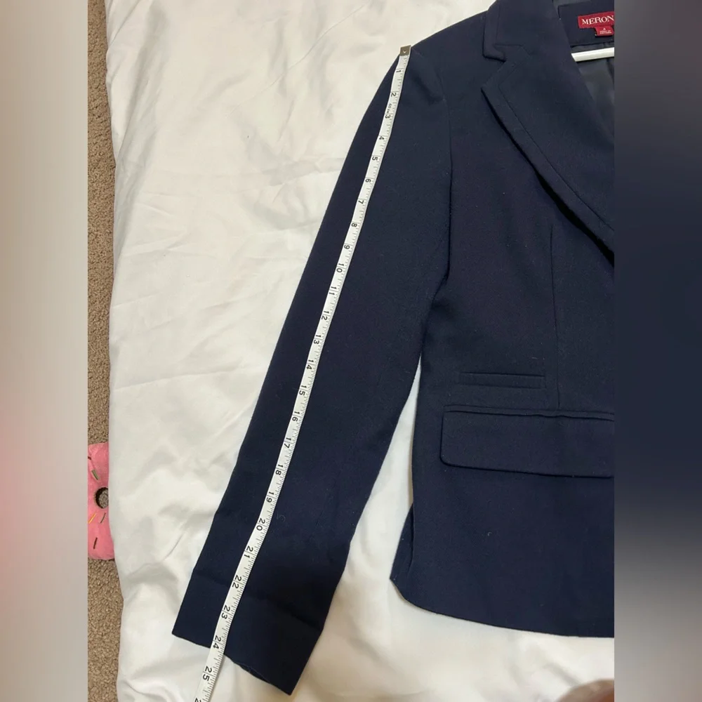 Merona Navy Blazer with Striped Cuffs - Picture 3 of 4